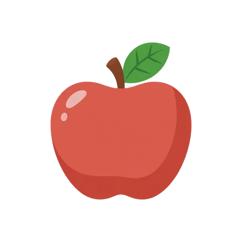Isolated red apple clipart with green leaf for food blog graphics and healthy lifestyle designs PNG