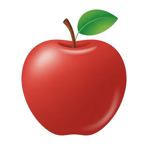 Isolated red apple clipart with green leaf for food blog graphics and healthy lifestyle designs PNG