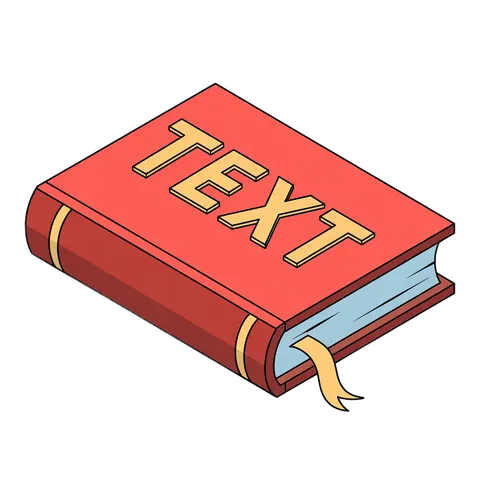 Isolated red book clipart with text label for educational and editorial graphic design projects PNG