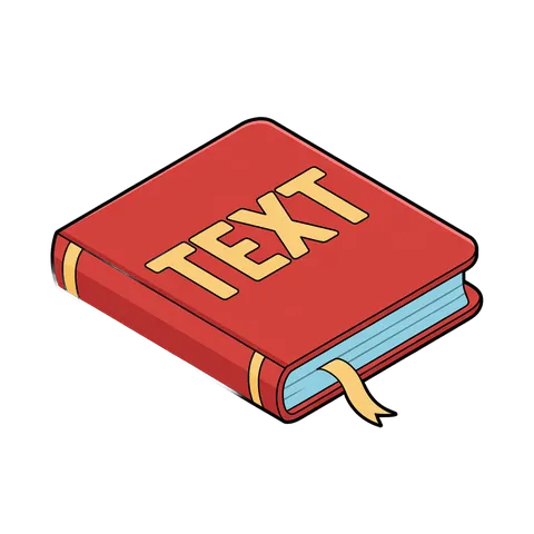 Isolated red book with text label for educational and editorial design projects PNG