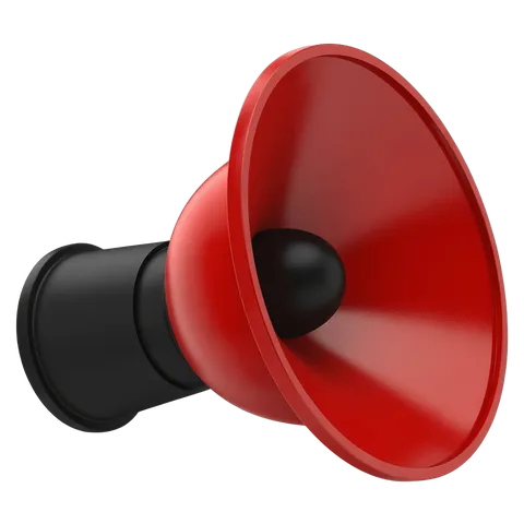 Isolated red megaphone graphic for presentations and announcements PNG