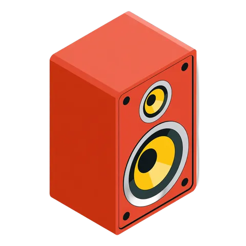 Isolated red speaker clipart for presentations and multimedia projects PNG