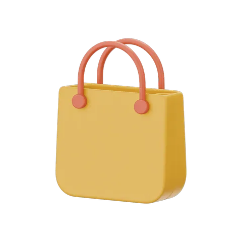 Isolated shopping bag clipart graphic with pink handles for online shopping ecommerce website design PNG