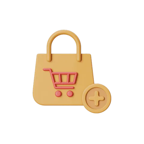 Isolated shopping bag clipart with cart icon for ecommerce website design and online store graphics PNG