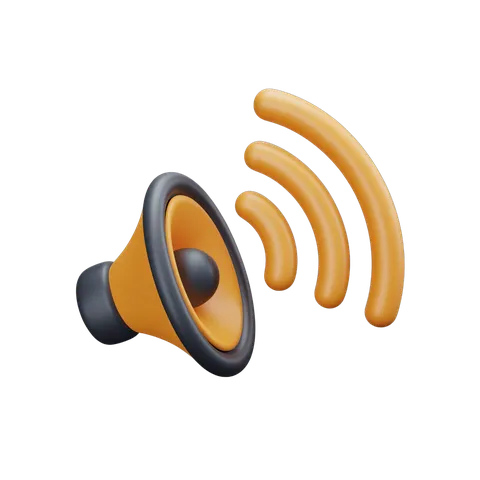 Isolated speaker icon with wireless signal waves for tech presentations and apps PNG