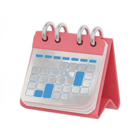 Isolated transparent calendar clipart with marked dates for planning and scheduling PNG