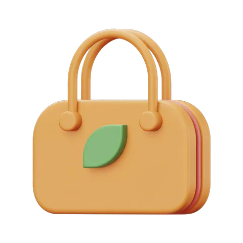 Isolated transparent clipart handbag with green leaf detail for eco-friendly branding and digital design projects PNG