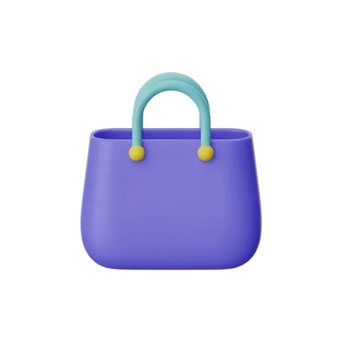 Isolated transparent clipart of a stylish purple tote bag with turquoise handles for marketing and branding designs PNG