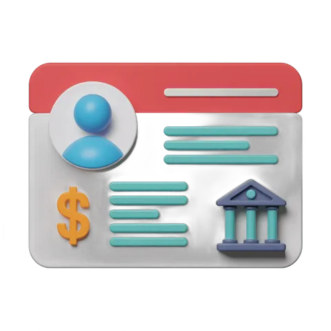 Isolated transparent clipart of online banking profile with user icon money and building symbols PNG