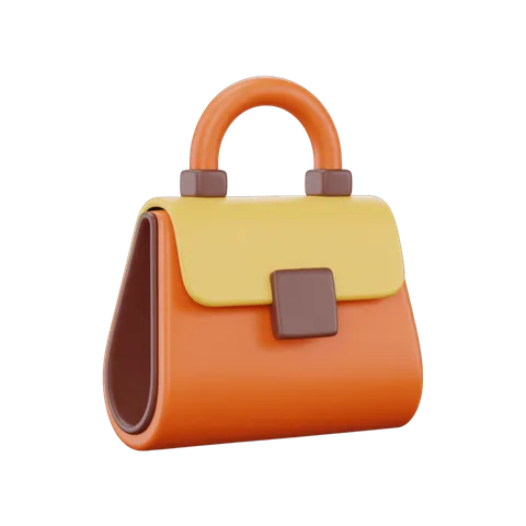 Isolated transparent clipart of stylish orange and yellow leather handbag with brown accents for marketing designs PNG