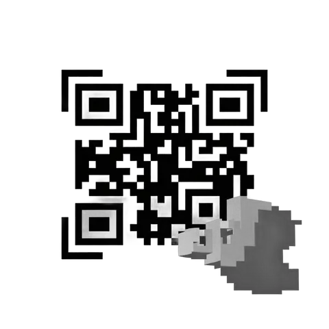Isolated transparent qr code clipart with pixelated corner for digital design projects PNG