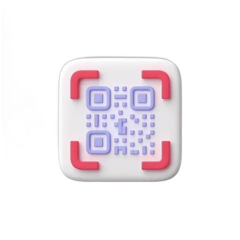 Isolated transparent qr code scanner graphic element with red corners for digital marketing designs PNG