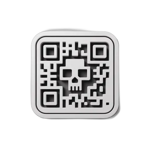 Isolated transparent qr code sticker with skull graphic for dark themes marketing designs PNG
