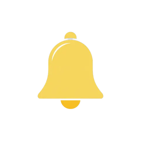 Isolated yellow bell notification icon for alerts and alerts graphic design projects PNG