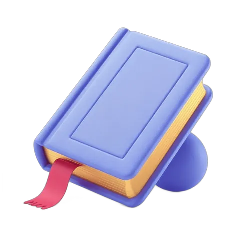 Light blue hardcover book with red ribbon marker standing upright on transparent background PNG