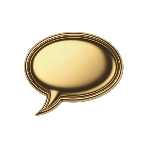 Luxurious gold speech bubble graphic element for premium branding and presentation designs PNG