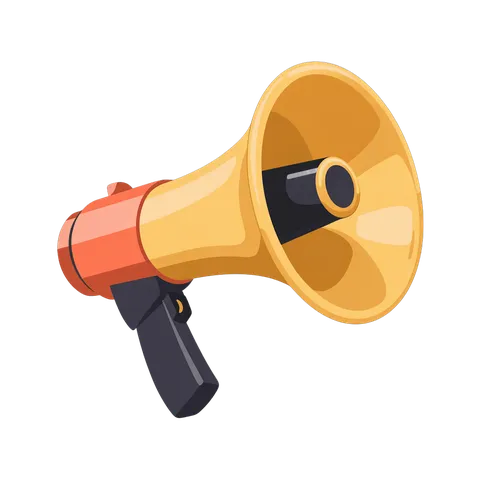 Man holding megaphone speaking at outdoor public event or rally PNG