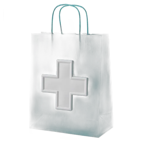 Medical cross shopping bag with handles for pharmacy gifts and healthcare promotions PNG