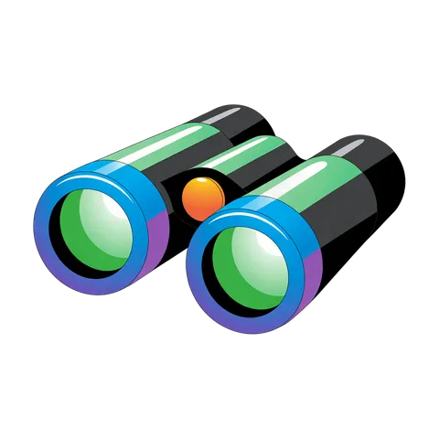 Modern 3d cartoon binoculars graphic element for travel adventure and outdoor marketing designs PNG