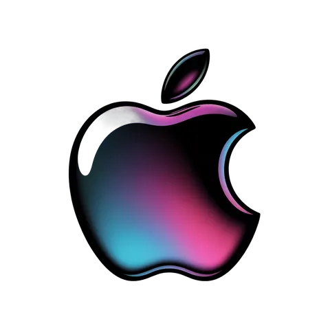 Modern apple logo graphic element with rainbow gradient for branding and design projects PNG