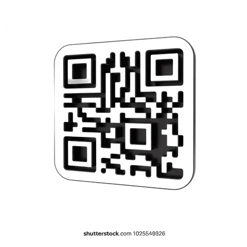 Modern black and white QR code graphic element for digital marketing and app promotion PNG