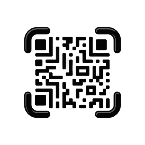 Modern black and white qr code graphic element with curved corners for digital marketing designs PNG