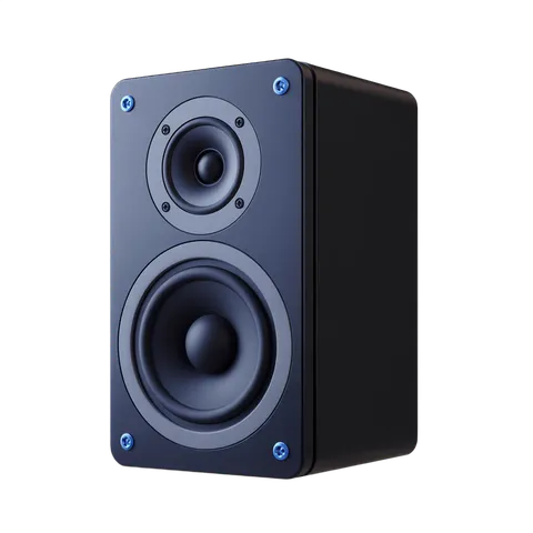 Modern black speaker isolated on transparent background for graphic design projects PNG