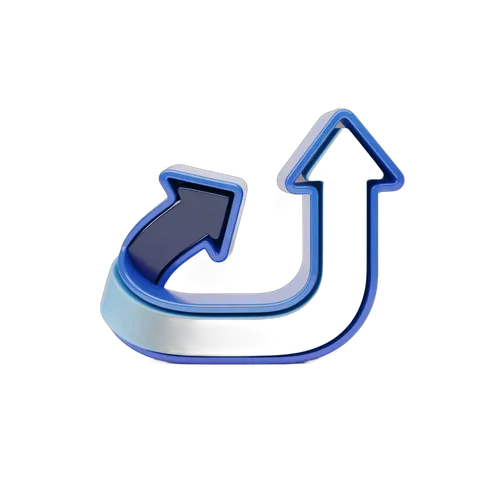 Modern blue and gray 3d upward arrow icon with loop for business presentations and web design PNG