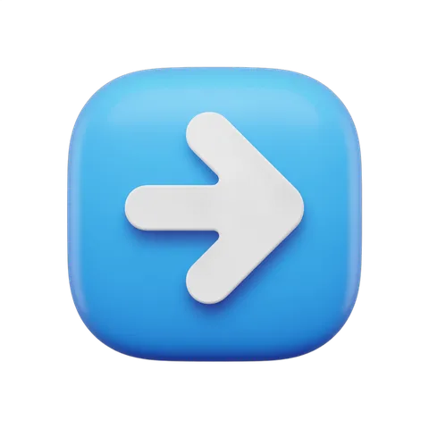 Modern blue forward arrow icon for user interface navigation and app design graphics PNG