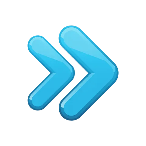 Modern blue forward navigation arrow icon for user interface design and web development projects PNG