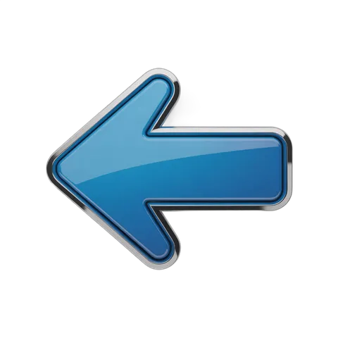 Modern blue left pointing arrow icon for web ui design navigation interface PNG