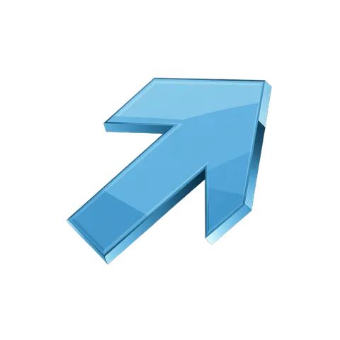 Modern blue upward arrow icon for presentations business graphics and web design PNG