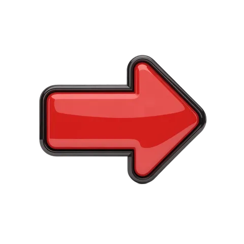 Modern glossy red arrow icon for presentations business graphics and web design PNG
