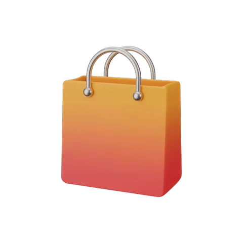 Modern gradient shopping bag clipart for ecommerce website and online store branding PNG