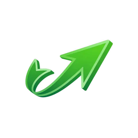 Modern green upward arrow graphic element for business growth and success presentations PNG