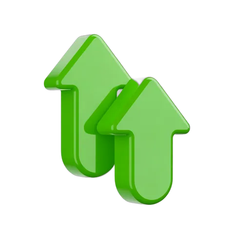 Modern green upward arrow icons set for presentations business growth and success graphics PNG