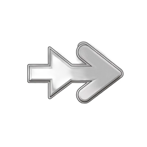 Modern metallic arrow graphic element for presentations and user interface design PNG