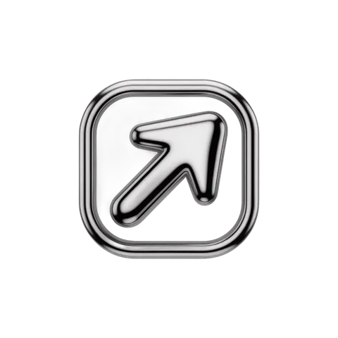 Modern metallic arrow icon with glossy finish for business presentations and app interfaces PNG