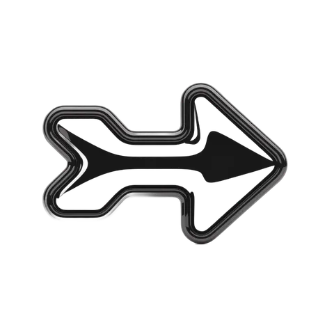 Modern minimalist directional arrow graphic element for presentations and digital design projects PNG