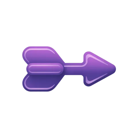 Modern purple 3d arrow icon with gradient effect for presentations web design and user interface PNG