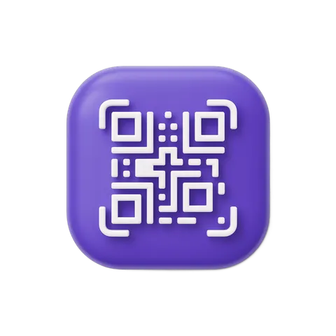 Modern purple square qr code graphic element for digital marketing and app promotion PNG