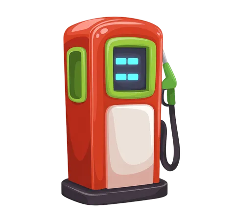 Modern red gas pump illustration for automotive and transportation presentations PNG