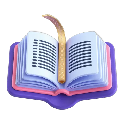 Open book with golden bookmark clipart for education and reading illustrations PNG