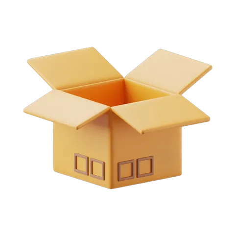Open cardboard box illustration for delivery shipping packaging and ecommerce design PNG
