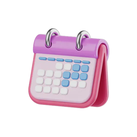 Pink calendar clipart with date planner for scheduling events and reminders PNG