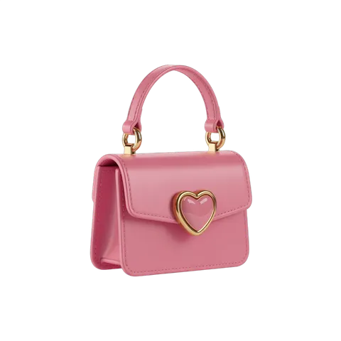Pink heart-shaped clutch purse for Valentines Day romantic evening gift or wedding accessory PNG