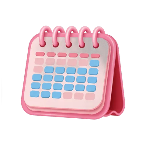 Pink monthly calendar clipart with dates and transparent background for event planning designs PNG