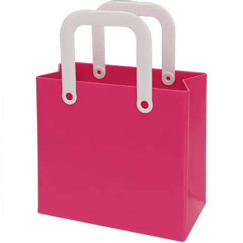 Pink shopping bag with white handles isolated clipart for ecommerce and retail marketing designs PNG