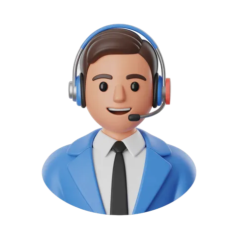Professional customer support agent with headset and smiling for call center office use PNG