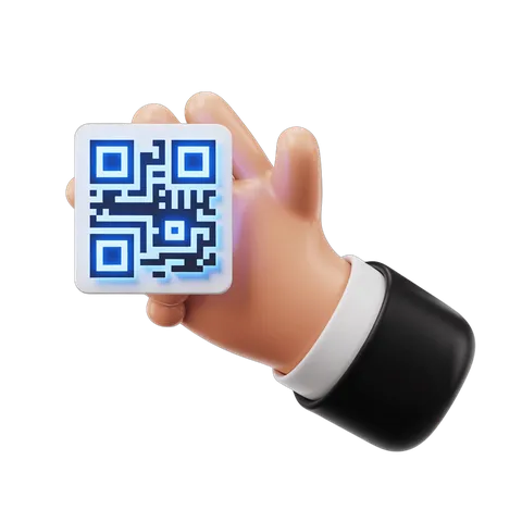 Professional hand holding qr code graphic for digital marketing and business presentations PNG